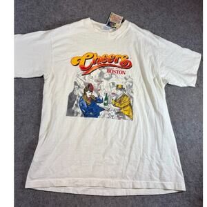 Vintage 90s Cheers Boston TV Show Promo Shirt Men XL White Graphic Tee Deadstock